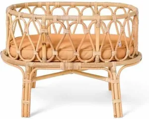 Rotan poppenwiegje met matras